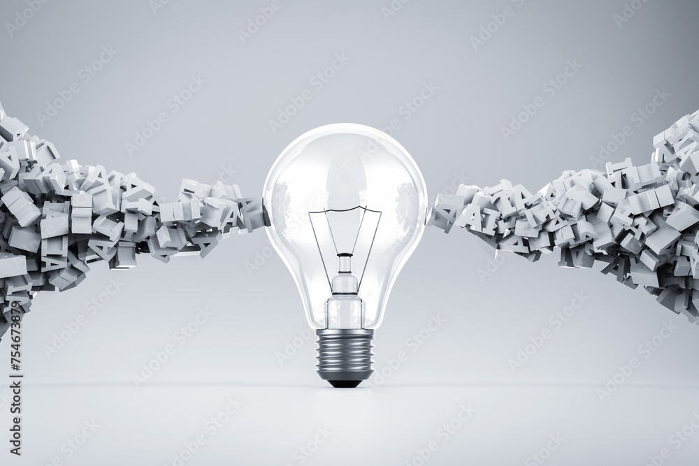 Poster artificial intelligence for creativity with idea lightbulb on ai alphabets