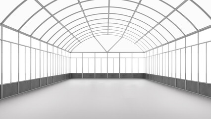 Interior empty greenhouse or glasshouse