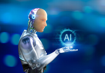 Artificial skin or human-like skin ai robot with digital graphic display