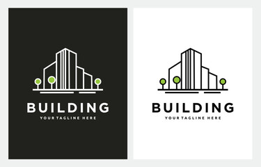 Building Landmarks Urban City line Art Logo Design