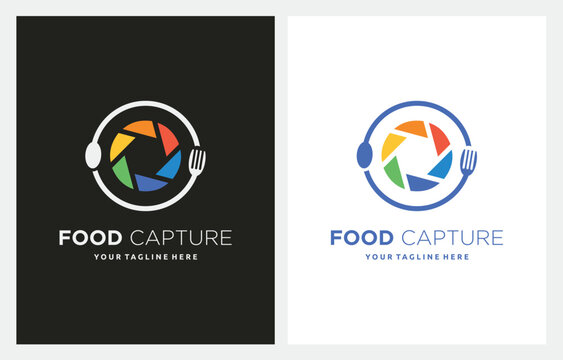 Lens with Food Fork Spoon logo design inspiration