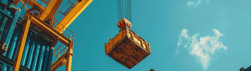 Construction crane in operation - obrazy, fototapety, plakaty