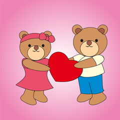 Teddy bear with heart background 01