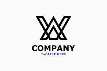 letter w a v monogram modern logo