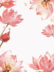 Fototapeta premium Lotus Frame: A Captivating Illustration with a Serene White Background