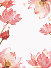 Lotus Frame: A Captivating Illustration with a Serene White Background