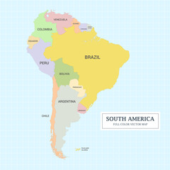 South America Full Color Map with the country name. - 754678411