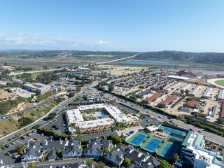 Fototapeta na wymiar Aerial view of Solana Beach, coastal city in San Diego County, South California. USA