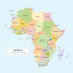 Africa Full Color Vector Map. Separated layer easily editable. - 754678436