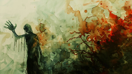 Fototapeta na wymiar Abstract Grunge Art Painting Nightmare Concept Backdrop