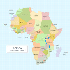 Africa Full Color Map with the country name. - 754678460