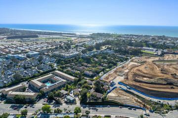 Obraz premium Aerial view of Solana Beach, coastal city in San Diego County, South California. USA