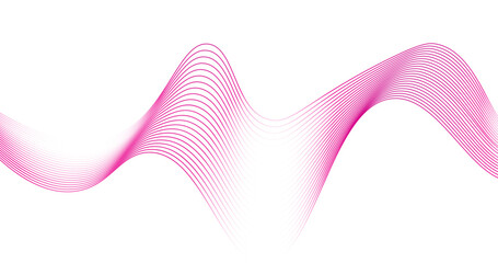 abstract wavy lines pattern on a white background with copy space. Collection of illuminated wave line neon and dark blue color in futuristic technology concept.