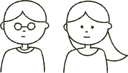 やさしいタッチの男性と女性の線画イラスト_1
