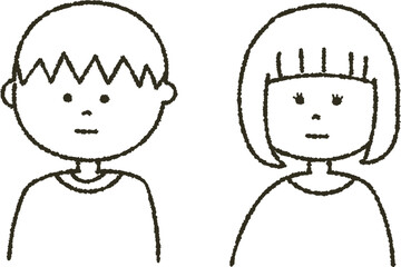 やさしいタッチの男性と女性の線画イラスト_3