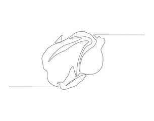 Continuous Line Drawing Of Chicken Meat. One Line Of Whole Chicken. Chicken Meat Continuous Line Art. Editable Outline.