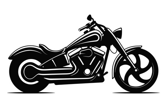 Motorcycle vector black and white silhouette isolated on a white background, Motorbike Silhouette Clipart