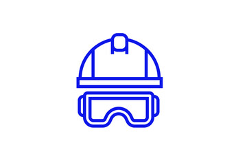 Isolated work helmet and glasses illustration in line style design. Vector illustration.	