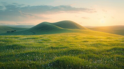 Obraz premium A beautiful meA beautiful meadow with hills.adow with hills.
