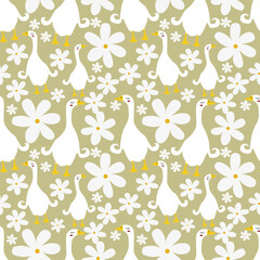Swan  vector ilustration seamless patern.Great for textile,fabric,wrapping paper,and any print.