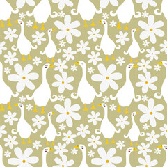 Swan  vector ilustration seamless patern.Great for textile,fabric,wrapping paper,and any print.