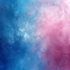 A painting of a blue and pink sky with a pink cloud