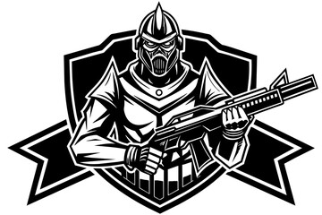 gaming-logo-gun-and-warrior--logo-vector