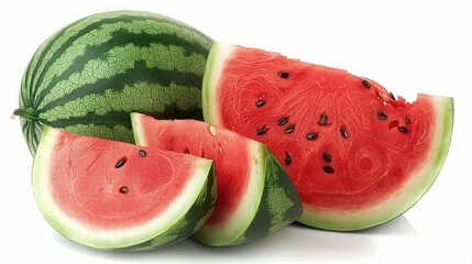 Watermelon has juicy red flesh. rich in water