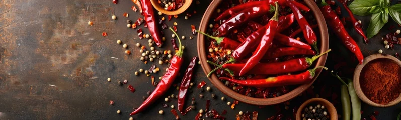 Zelfklevend Fotobehang Chill hot spices background. Food background © Roman