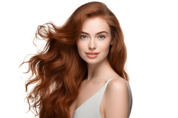 Red beautiful curls hair European model