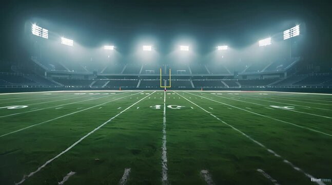 Modern American football field inside the stadium