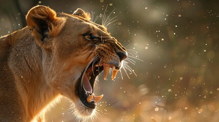  Lioness Displaying Dangerous Teeth, Generated by AI
