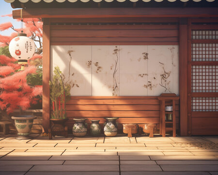 Abstract Japanese style courtyard wall. Use it as a backdrop for fashion photography or other luxury products.