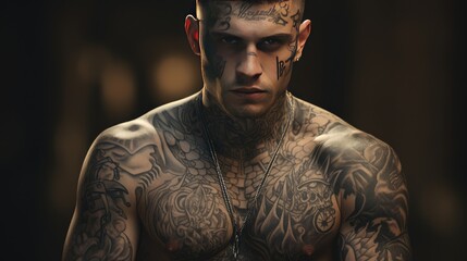 portrait of a man with tattoo
