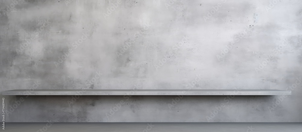 Aufkleber a black and white image featuring a bench placed in a room with empty gray wall interiors and a conc