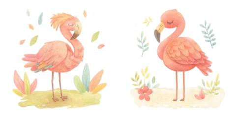 Papier Peint photo Flamingo  cute flamingo watercolour vector illustration 