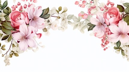 Fototapeta na wymiar bouquet of pink flowers frame