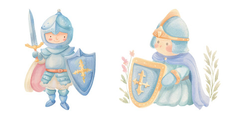 cute knight watercolour vector illustration