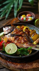 Grilled fish. Food background 