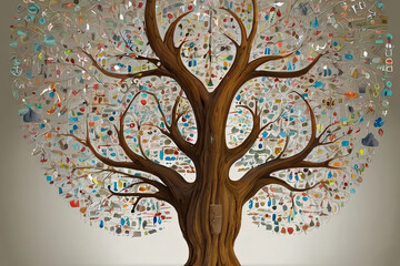 The Data Tree. Fusion of finance and technology, a mystical concept. Abstract imagery for tech and finance themes. 