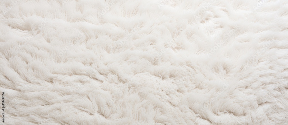 Poster detailed close-up view of a white fur texture, showcasing its soft and fluffy characteristics with i