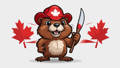 beaver logo design idea, illustration Canadian icon logo design concept. Beaver day illustration