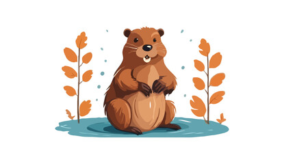 beaver logo design idea, illustration Canadian icon logo design concept. Beaver day illustration © Sakib
