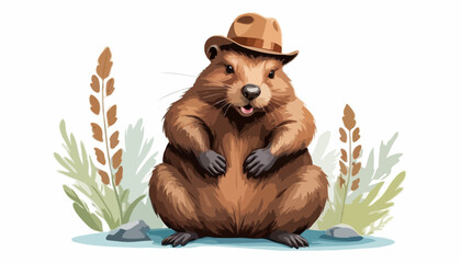 beaver logo design idea, illustration Canadian icon logo design concept. Beaver day illustration