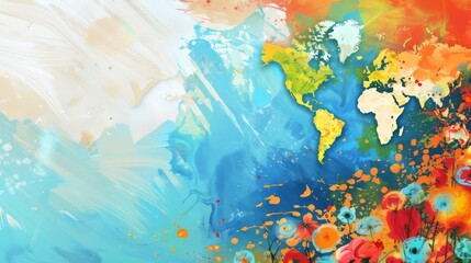 World Art Day background with copy space area on side for text. Art and colorful background.