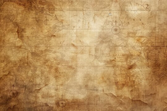 A vintage map background with sepia tones and faded edges