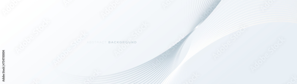 Poster Abstract white and silver wavy swirl line on white background. Modern luxury minimal trendy shiny lines pattern. Vector illustration