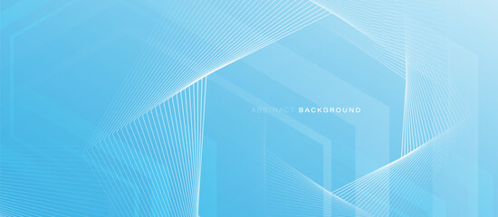 Obraz premium Abstract design with white glowing hexagon geometric lines background. Modern minimal trendy blue lines pattern. Healthcare background. Vector illustration