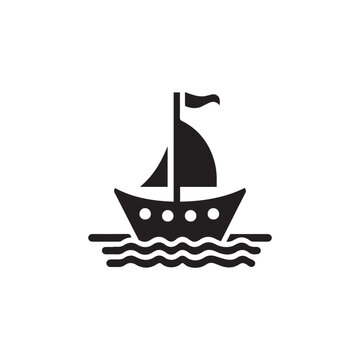 Boat icon on the sea in vector
