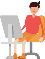 Boy Student Working on Desktop
